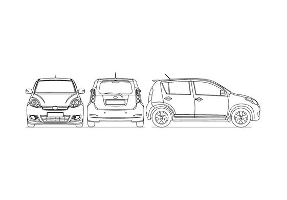 Download drawing Perodua MyVi Hatchback 2008 in ai pdf png svg formats